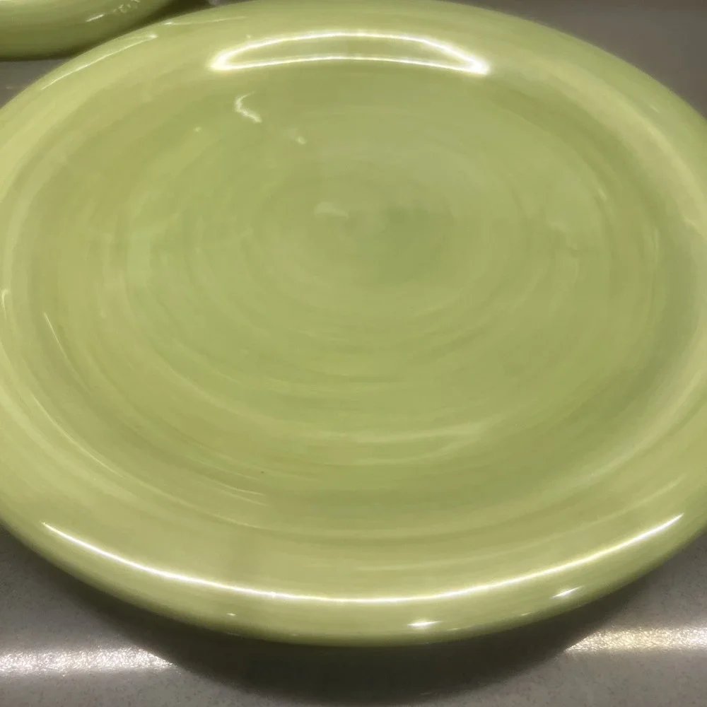 3-Dinner Plates Tabletop Gallery Playa Sage Green Hand Painted